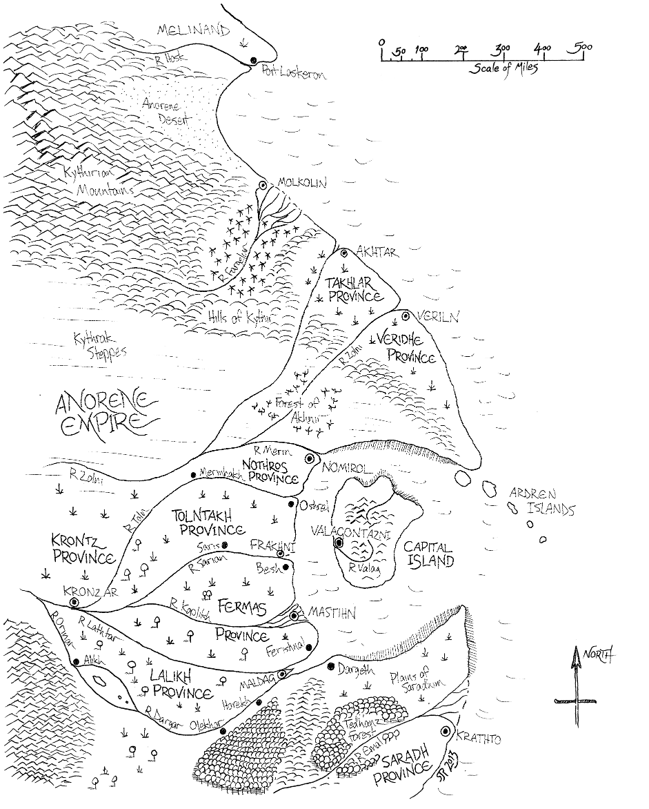 Map of the north-east of the Anorene Empire