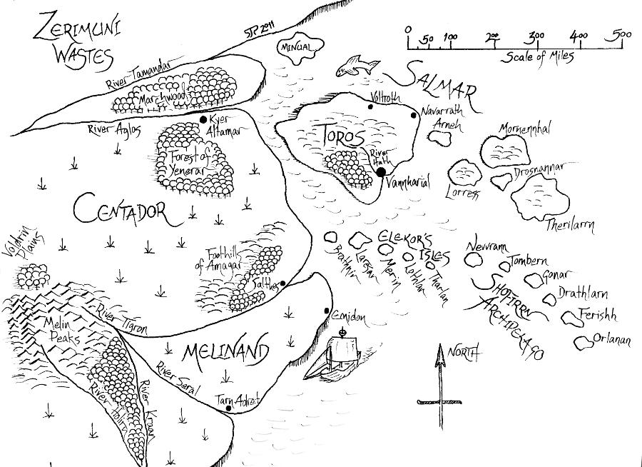 Map of the north-east of Alarien, plus Salmar